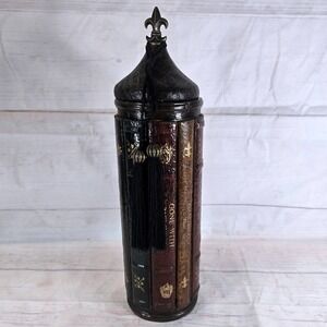 Wood Wine Holder Book Design Exterior with Hinged Lid - Gift or Shelf Decor